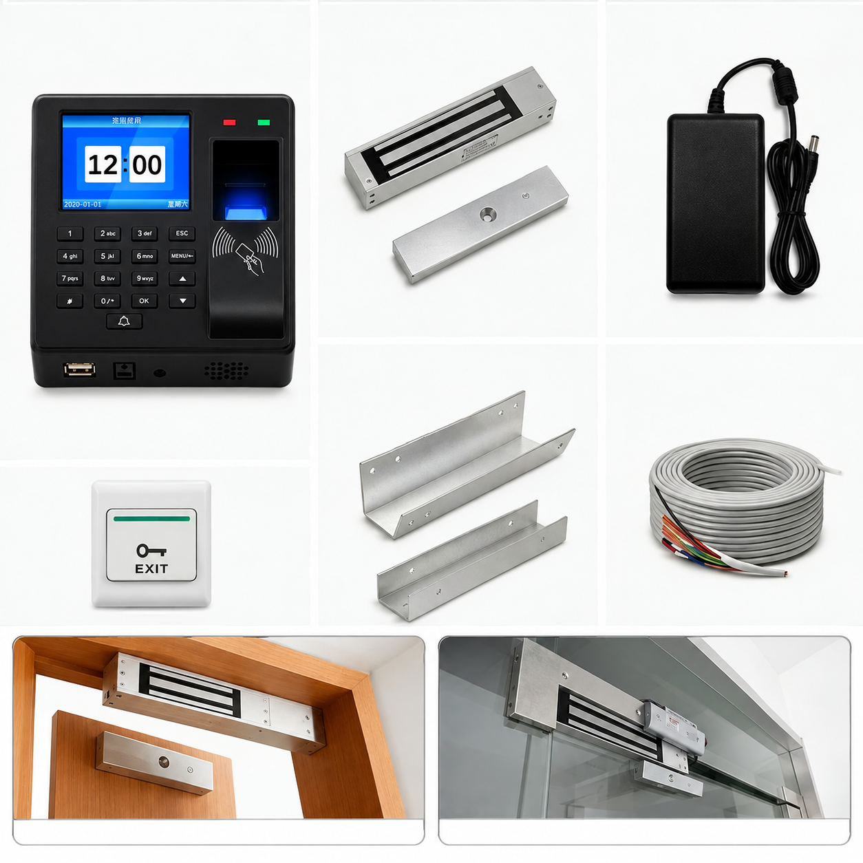 ACM TF107 Fingerprint RFID Card & Password Door Access Control Package with 280KG Magnetic Lock