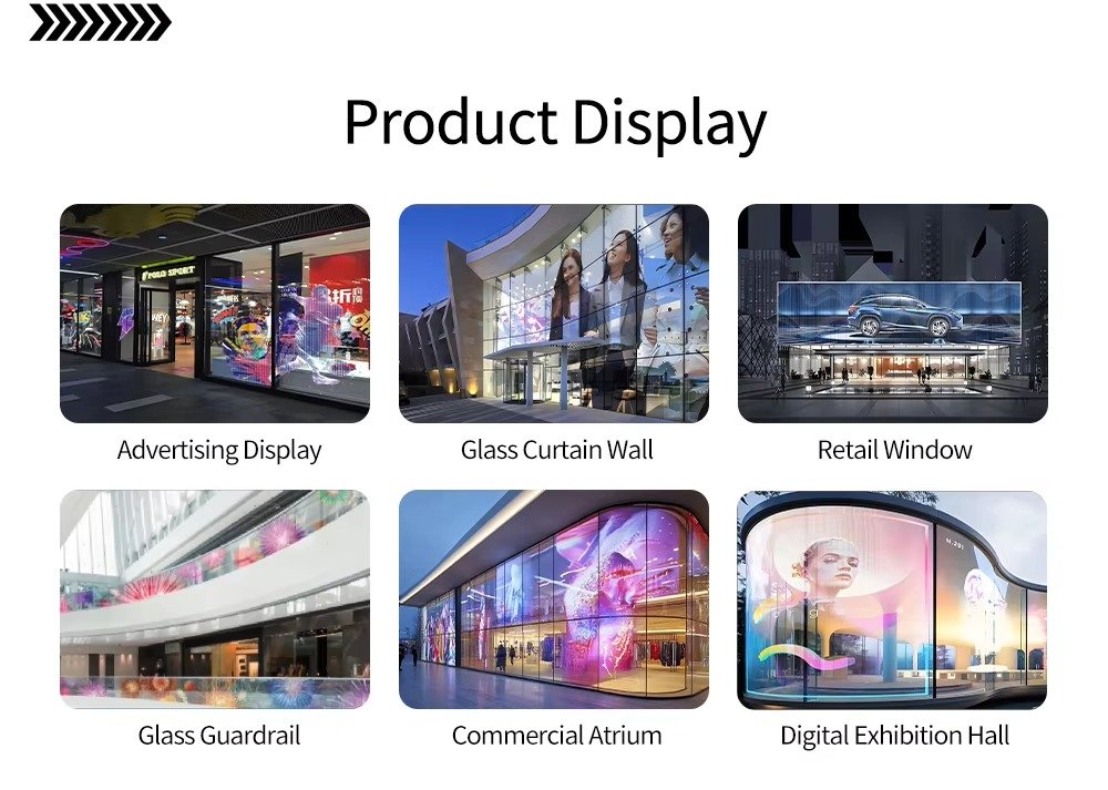 Transparent Flexible LED Film Display Screen for Glass Advertising – P10/P16/P20